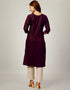 Traditional Function Wear Readymade Cotton Blend Kurti With Pent Collection Dark Purple Cotton Blend Pant Straight Back View